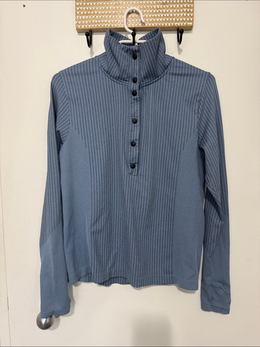 Athleta Light Blue Striped Knit Top